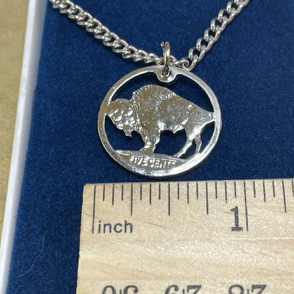 Five Cents Buffalo Necklace Silver tone NOS - Picture 4 of 5